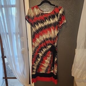 Aa STUDIO AA red, black, and gray tie side dress size medium